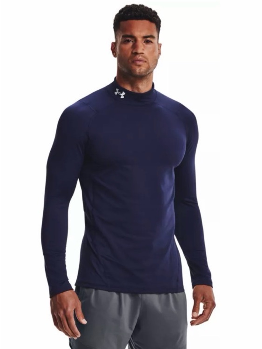 Under Armour Men's Navy Midnight Blue Coldgear Compression Long Sleeve Mock XL